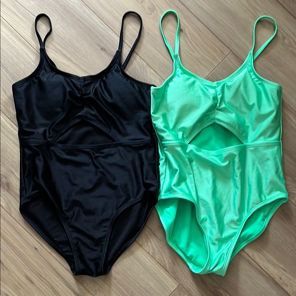 Black and Green One-Piece Swimsuits